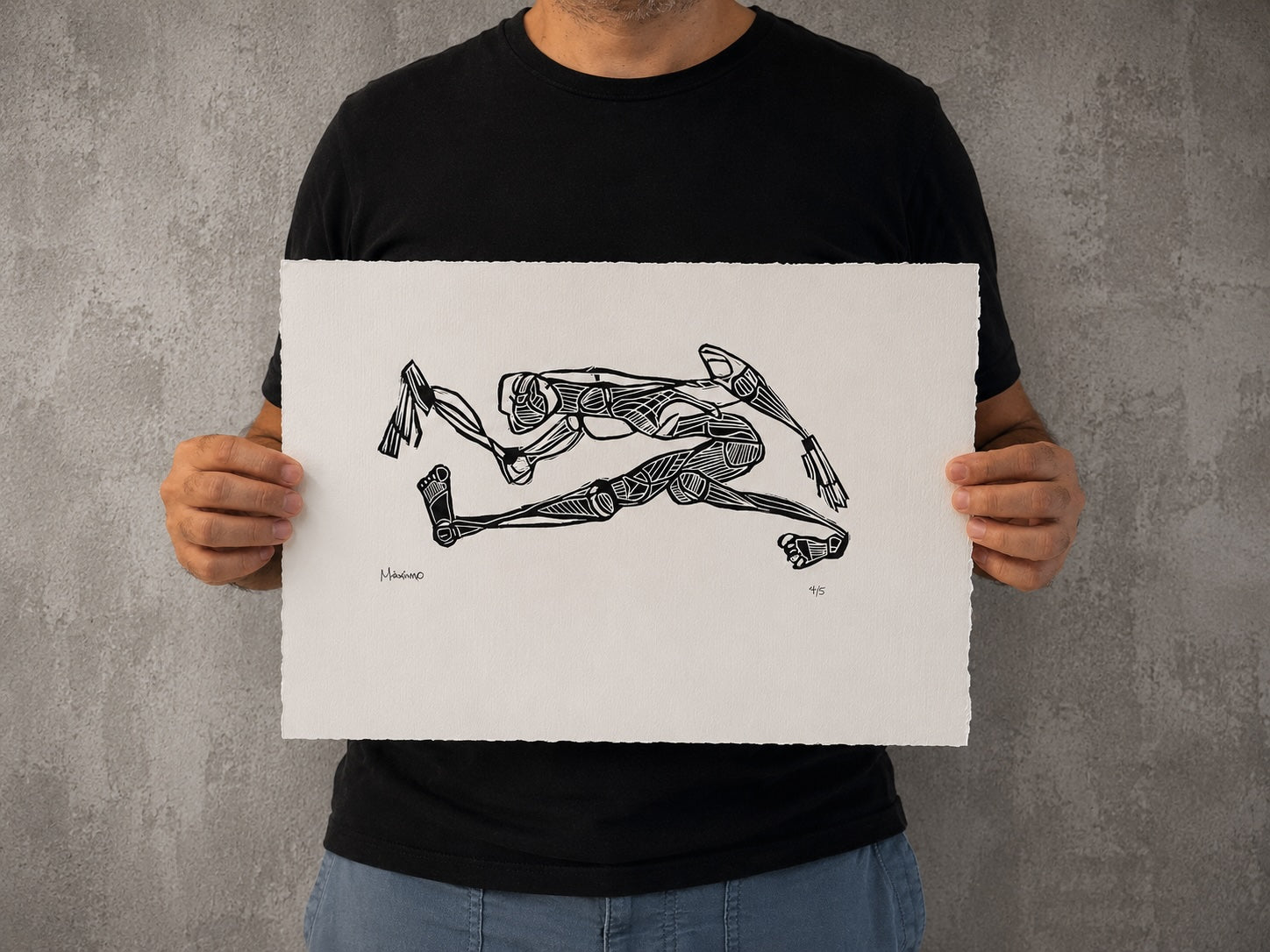 Figura en tránsito (linóleo)