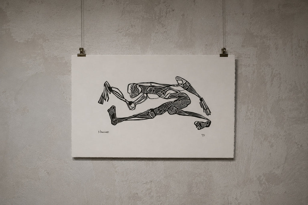 Figura en tránsito (linóleo)